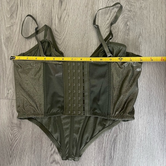 SAVAGE X FENTY Olive Green Gold Going Platinum Mesh Bustier Adjustable - Picture 13 of 13